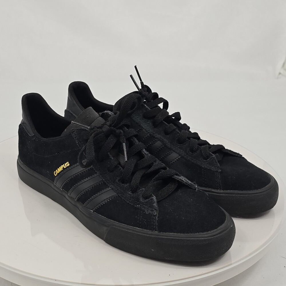 Adidas Campus Vulc 2 Men 10 Black/Gold Suede Skateboarding Sneakers BY3962